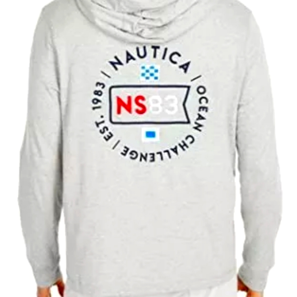 Nautica Hooded T-Shirt Men's Clothing Grey Heather :XL